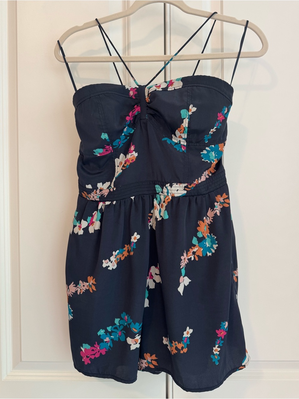 American Eagle Outfitters Navy Floral Summer Romper with Pockets
